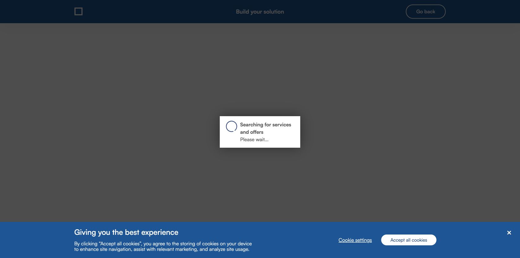 Bell mobility-only builder showing the selected 100 GB plan at $70 and the eSIM or physical SIM choice