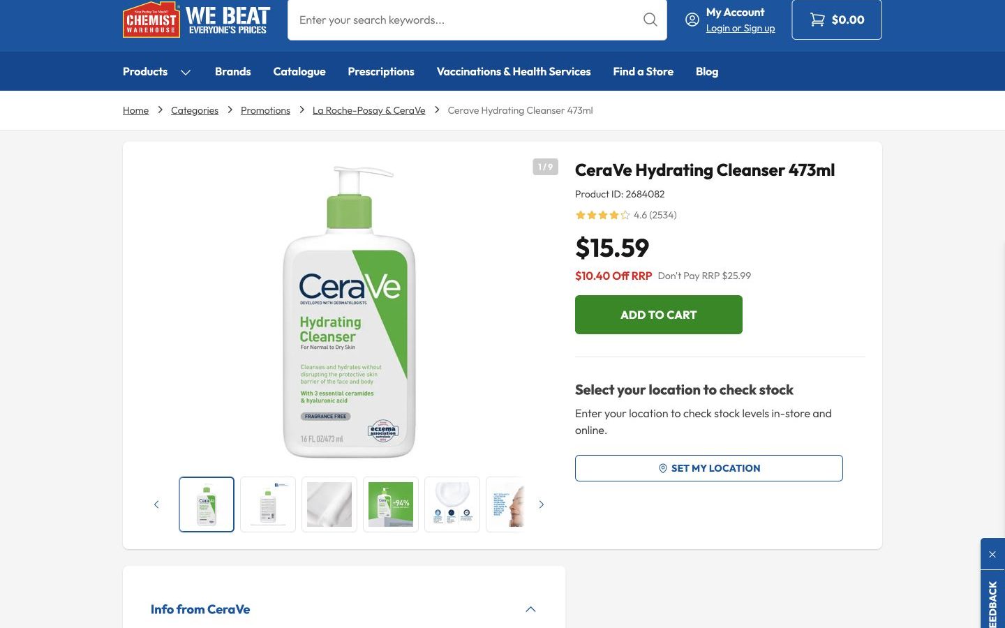 Chemist Warehouse vs Priceline: which site makes buying CeraVe cleanser in Melbourne easier?