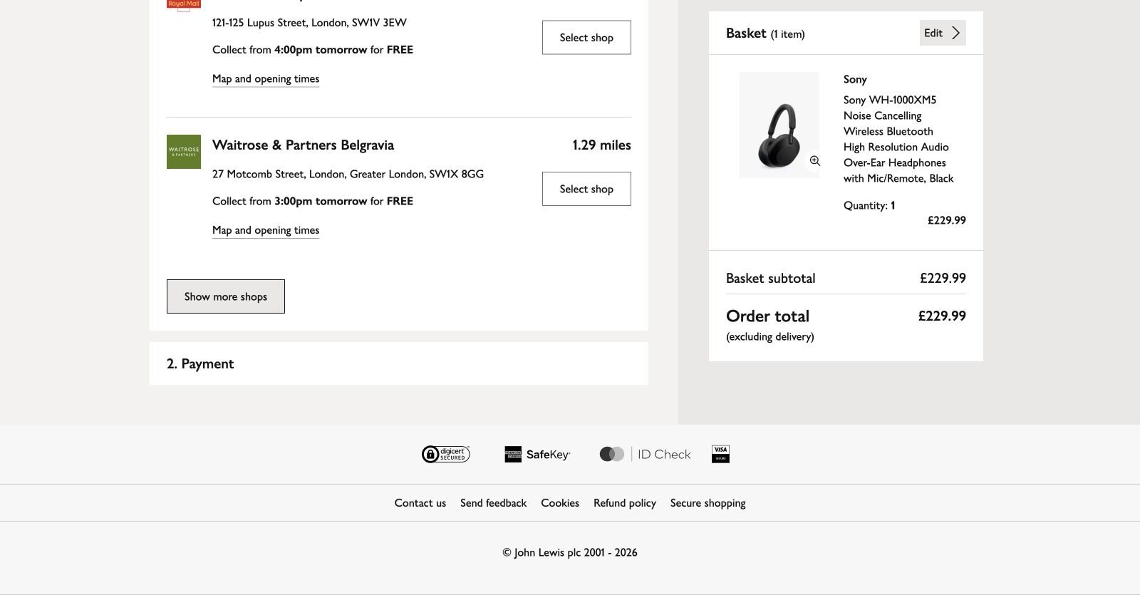 Currys vs John Lewis: which Sony headphones checkout is easier?