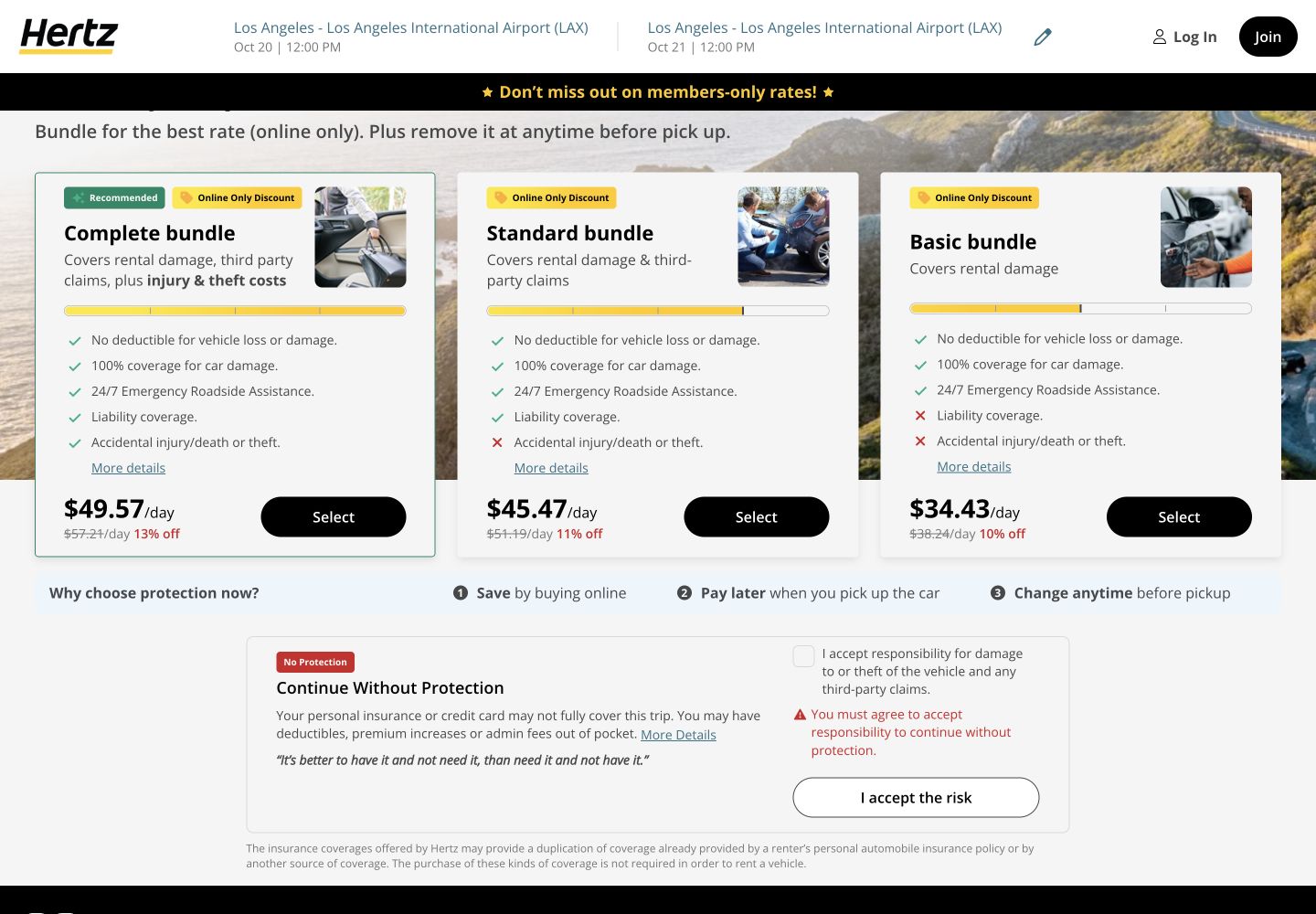 Hertz protection step showing an agreement error after protection was declined