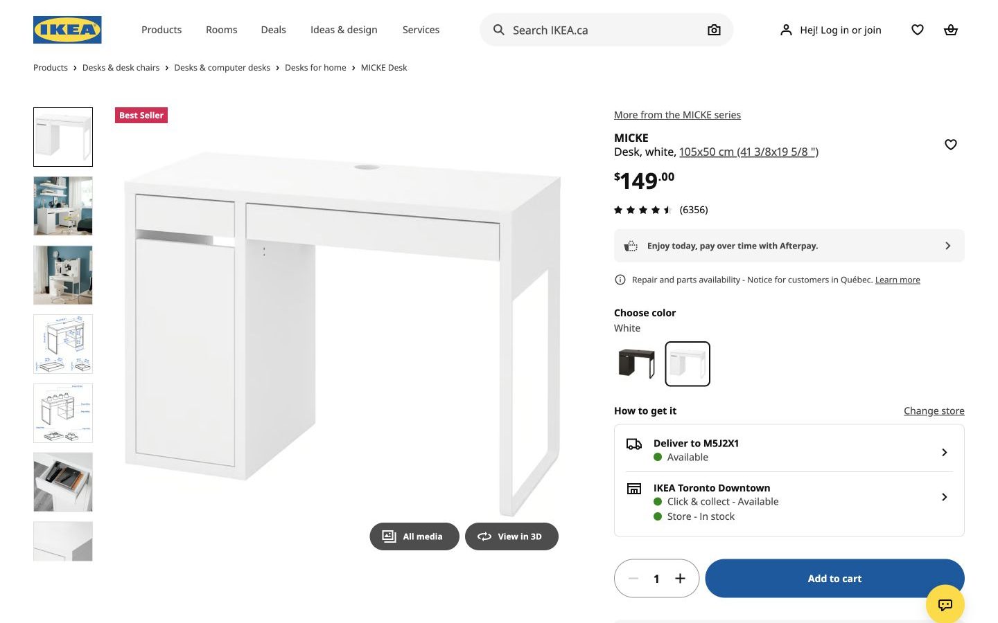 IKEA vs JYSK: which site makes buying a white desk in Toronto easier?