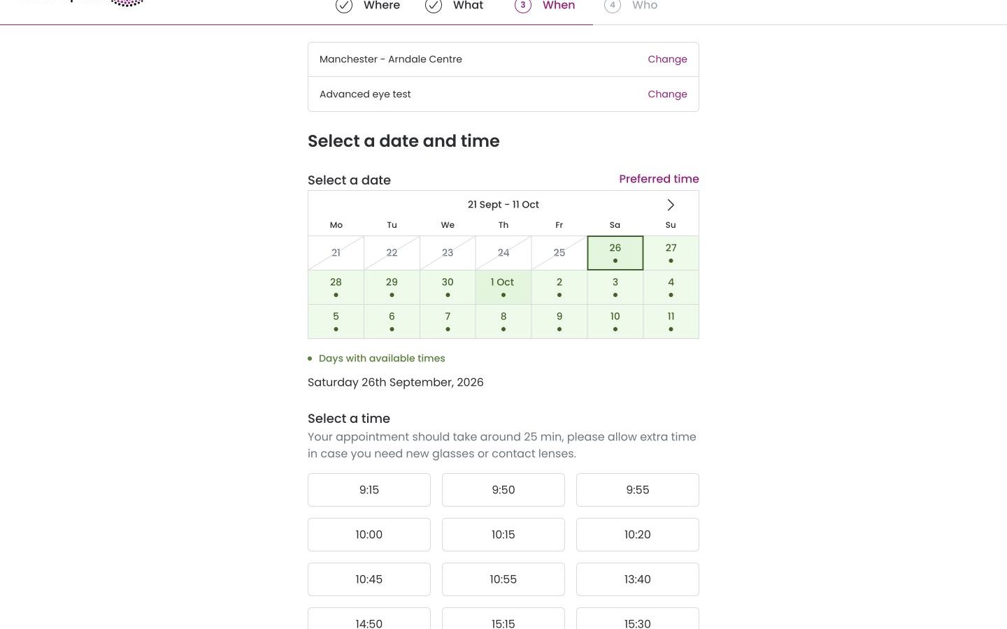 Specsavers vs Vision Express: which site makes booking a Manchester eye test easier?
